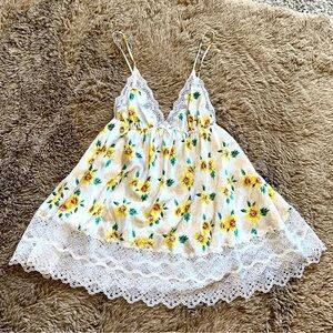 Floral Lace Trim Cami Dress